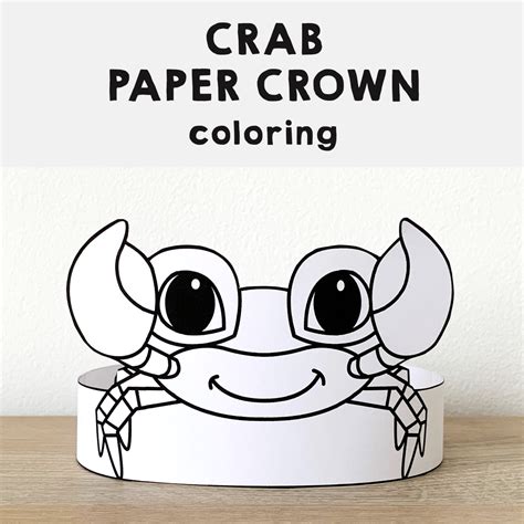 crab paper crown printable ocean animal coloring craft   teachers
