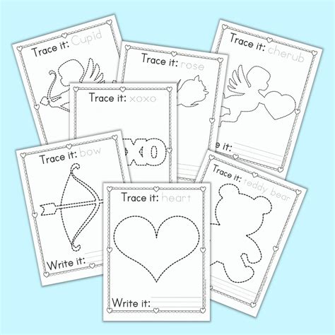 printable valentine tracing pages  artisan life