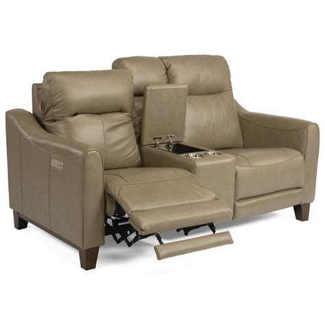 flexsteel latitudes forte contemporary power reclining console