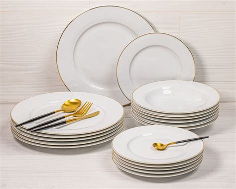 studio tavola dinnerware  piece set whitegold buy   cookinglife