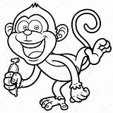 Monkey Banana Cartoon Outline Coloring Book Vector Drawing Illustration Stock Clipart Cute Getdrawings Tattoodaze sketch template