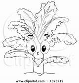 Kale Plant Character Happy Lineart Illustration Royalty Bnp Studio Clipart Vector Cartoon Poster Print Template Coloring Clipartof sketch template