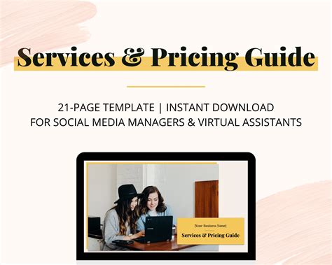 services pricing guide template social media portfolio etsy