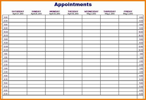 appointment schedule template luxury unique printable appointment