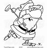 Santa Coloring Golfing Line Cartoon Ron Leishman Protected Law Copyright May sketch template