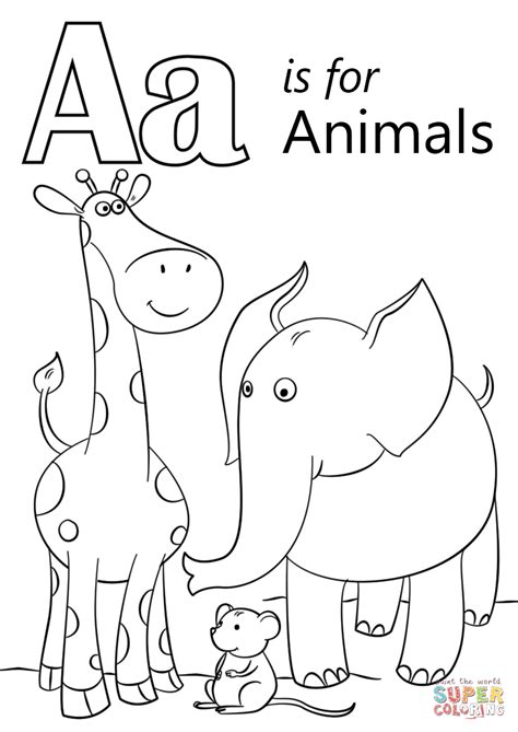 letter    animals coloring page  printable coloring pages