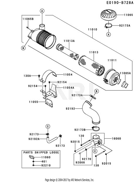 kawasaki fxv   stroke engine fxv parts diagram  air filtermuffler