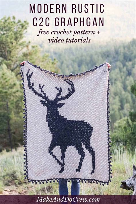 corner  corner crochet graphgan modern rustic deer blanket