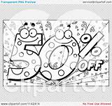 Coloring Cent Pages Confetti Percent Purple Happy Off Over Outlined Clipart Vector Cartoon Template sketch template