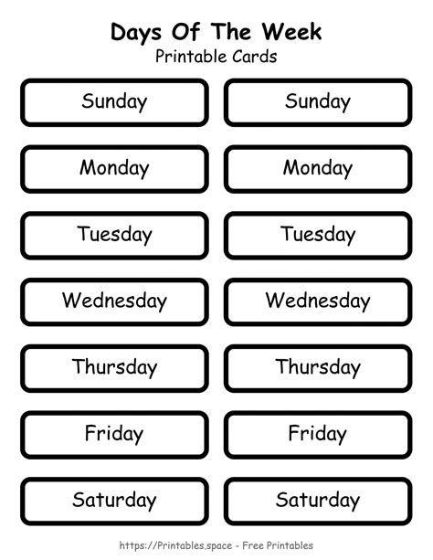 days   week printable  printables