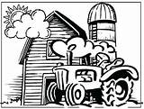 Coloring Pages Farm Tractor Agriculture Printable Kids Barn Deere John Print Colouring Scene Harvester Combine Drawing Sheets Silo Color House sketch template