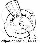 Elephant Republican Circle Face Over Flag Outlined Coloring Clipart Cartoon Vector Clip sketch template