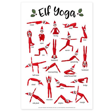 elf yoga poster printable elfe de noel lutins maternelle calendrier