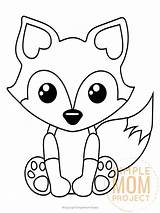 Fox Coloring Baby Printable Kids Woodland Arctic Watermark Simple Mom Will Inserted Infringement Included sketch template