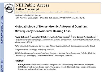 otol neurotol  histopathology  nonsyndromic autosomal dominant