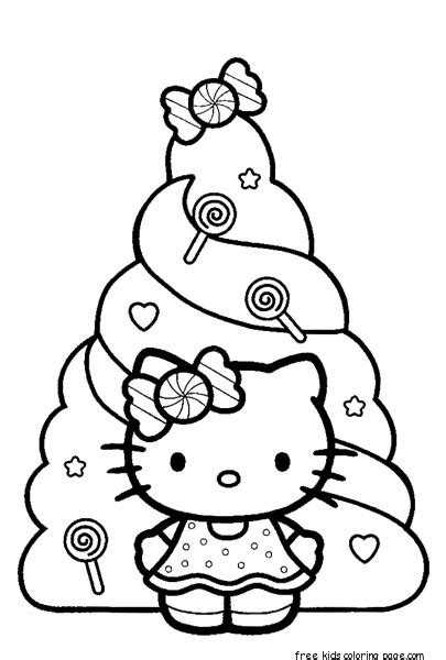 christmas  kitty coloring pages  print
