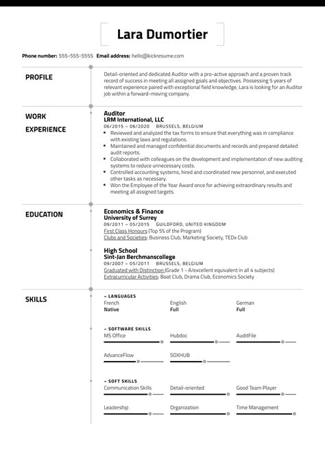 auditor resume sample kickresume