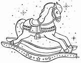Horse Rocking Christmas Coloring Colouring Pages Sheets Choose Board Embroidery Patterns sketch template