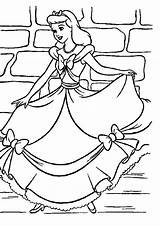 Cinderella Coloring Princess Pages Disney Gown Her sketch template