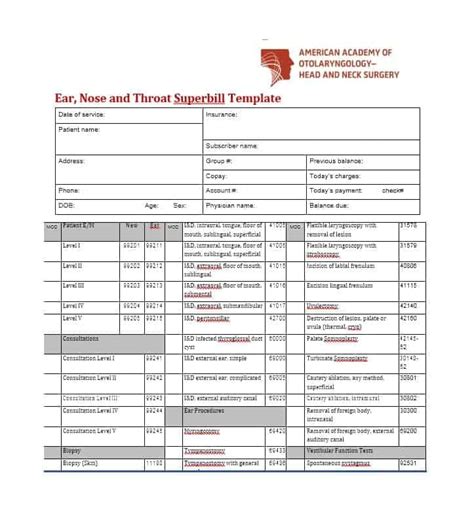 superbill template physical therapy