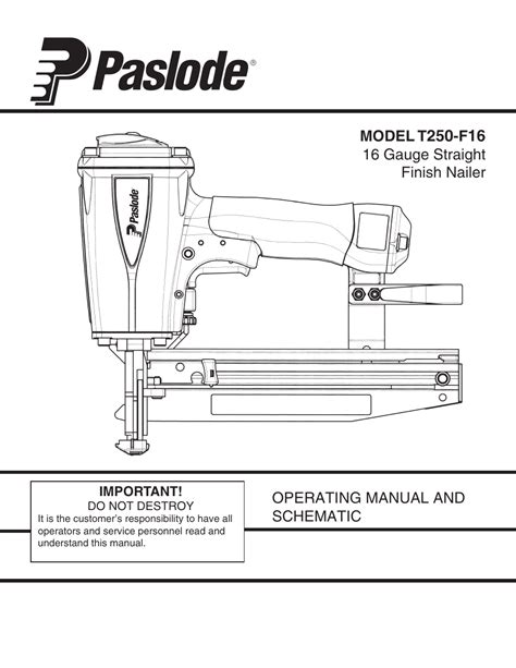 paslode    gauge straight finish nailer user manual  pages