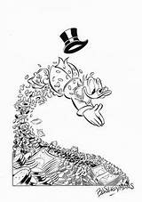 Scrooge Duck Disney Tattoo Coloring Pages Dagobert sketch template