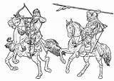 Cavalieri Caballo Jinetes Cavaleiros Soldados Soldati Guerras Ritter Dibujo Guerre Cavaliers Colorir Colorkid Malvorlagen Mongol Stampare sketch template