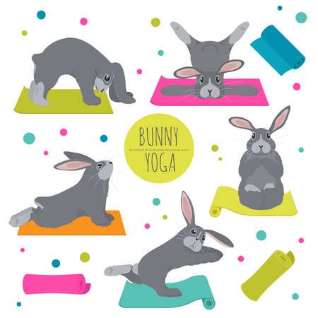 vector  bunny yoga poses  id royalty  image