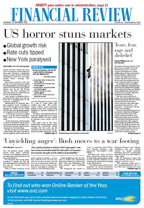 september 11 newspaper front pages from the following day