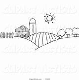 Farm Toon Hit Silo Rolling Hills Outline Coloring Land Ctsankov Vector Clipart Copyright sketch template