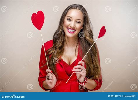 Woman At Valentines Day Stock Image Image Of Caucasian 65149775