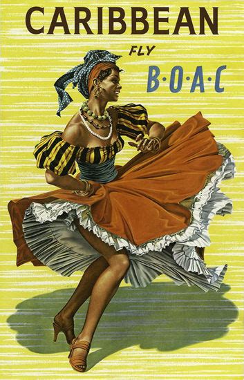 boac caribbean dancer mad men art vintage ad art collection