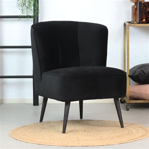 bolcom bronx velvet fauteuil zwart lyla zetel  persoons relaxstoel kleine fauteuil