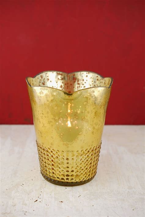 Gold Mercury Glass Candleholder And Vase 7 5in Gold Mercury Glass Gold