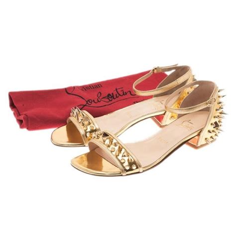 Christian Louboutin Gold Spiked Leather Druide Sandals