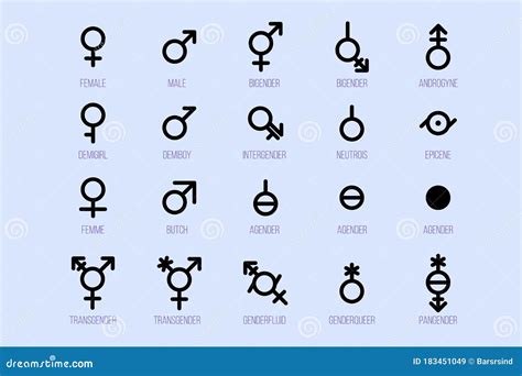 set of gender symbols sexual orientation signs stock illustration