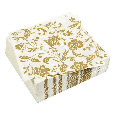 pack gold dinner decorative paper napkins  ply vintage floral disposable luncheon napkins