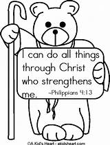 Coloring Bible Pages Kids Verses Things Verse Color Do Printable Bear Sheets Christ 13 Philippians Colouring Clip Scripture Through Quotes sketch template