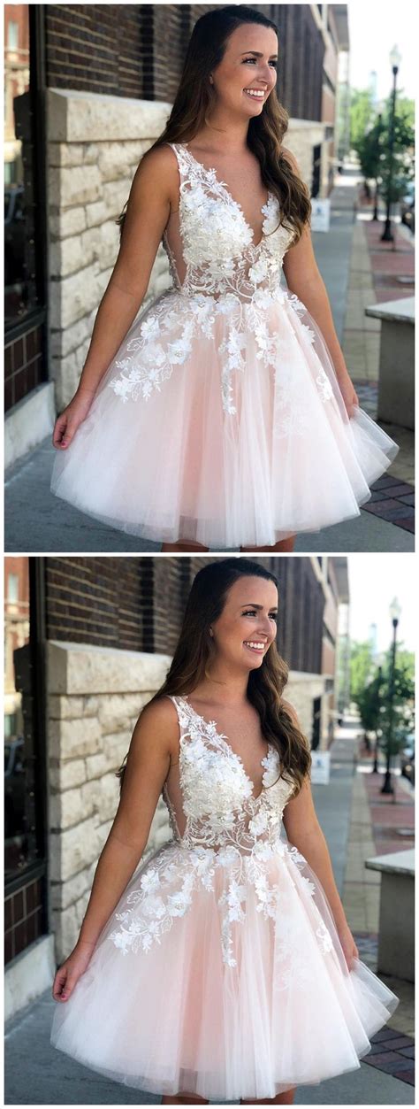 light pink hoco dresseslace appliqued homecoming dresses short prom dresscheap homecom