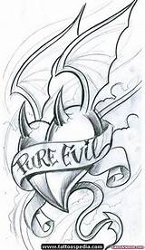 Devil Heart Drawing Evil Tattoo Banner Drawings Designs Pure Sketch Wings Clown Sketches Tattoos Winged Gothic Flash Dibujos Stencils Visit sketch template