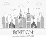 Skyline Boston Coloring Template sketch template