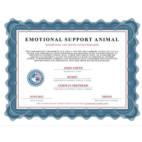 printable service dog paperwork fill  printable emotional
