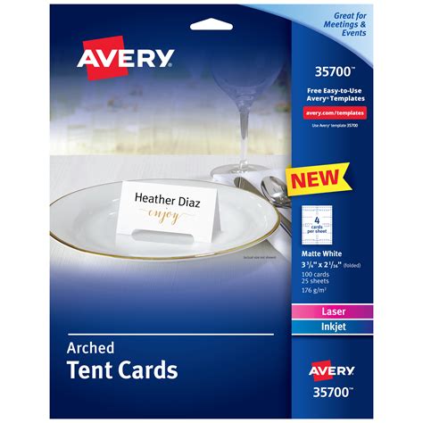avery arched die cut tent cards       lbs  gsm