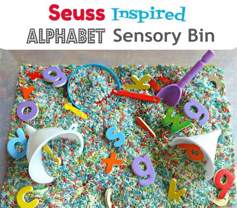 seuss inspired alphabet sensory bin alphabet schools  dr seuss