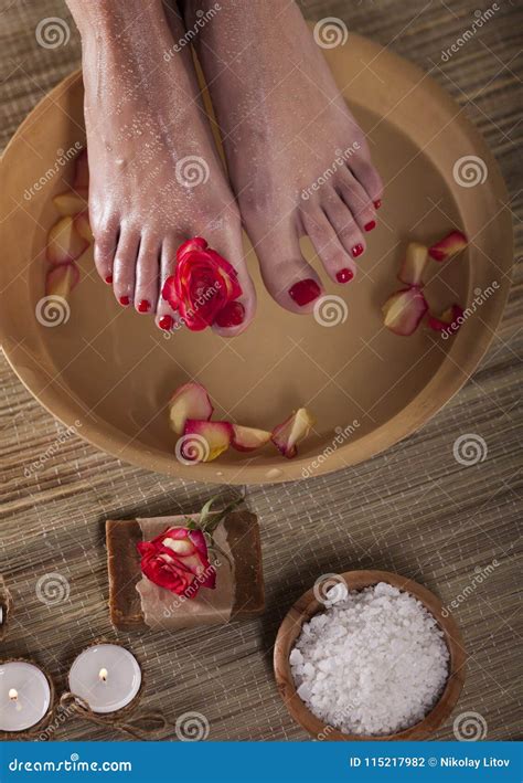 foot spa treatment stock photo image  leisure female