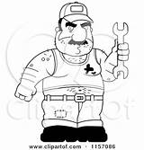 Mechanic Gross Wrench Holding Vector Clipart Coloring Cartoon Cory Thoman Outlined Illustration Royalty 2021 sketch template
