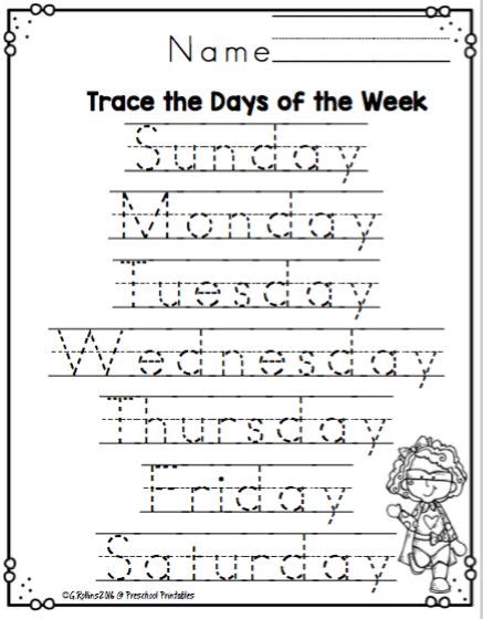 days   week worksheets  preschoolers preschool worksheets