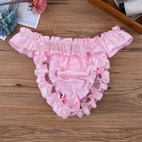 Us Sissy Mens Satin Lingerie Thong Briefs Backless Panties Maid Bow