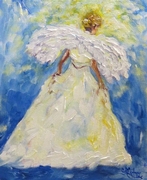 A Golden Haired Angel On The Way Home Textured Oils Original Art