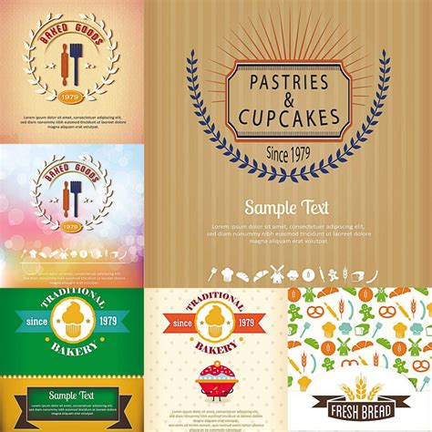 cards for bakery set vector free download